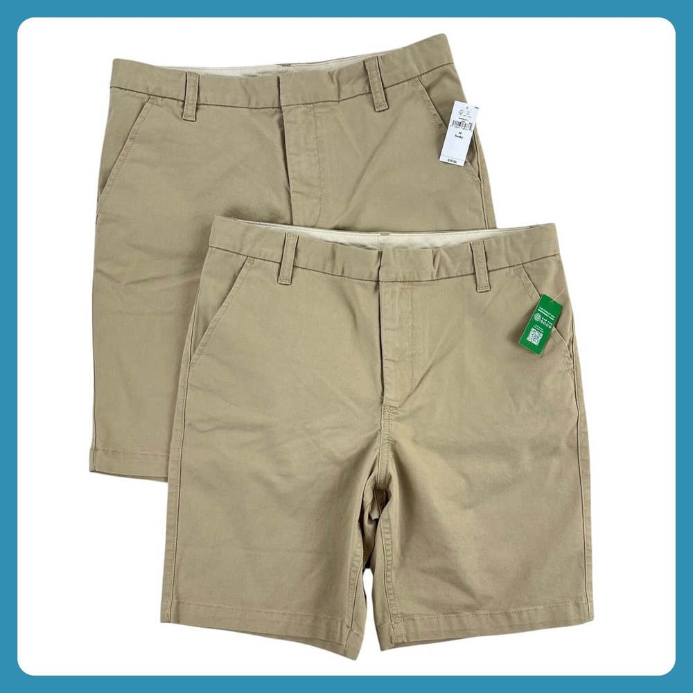 GAP Kids Husky 14 Khaki Chino Shorts Adjustable Waist School Uniform‎ NWT NEW